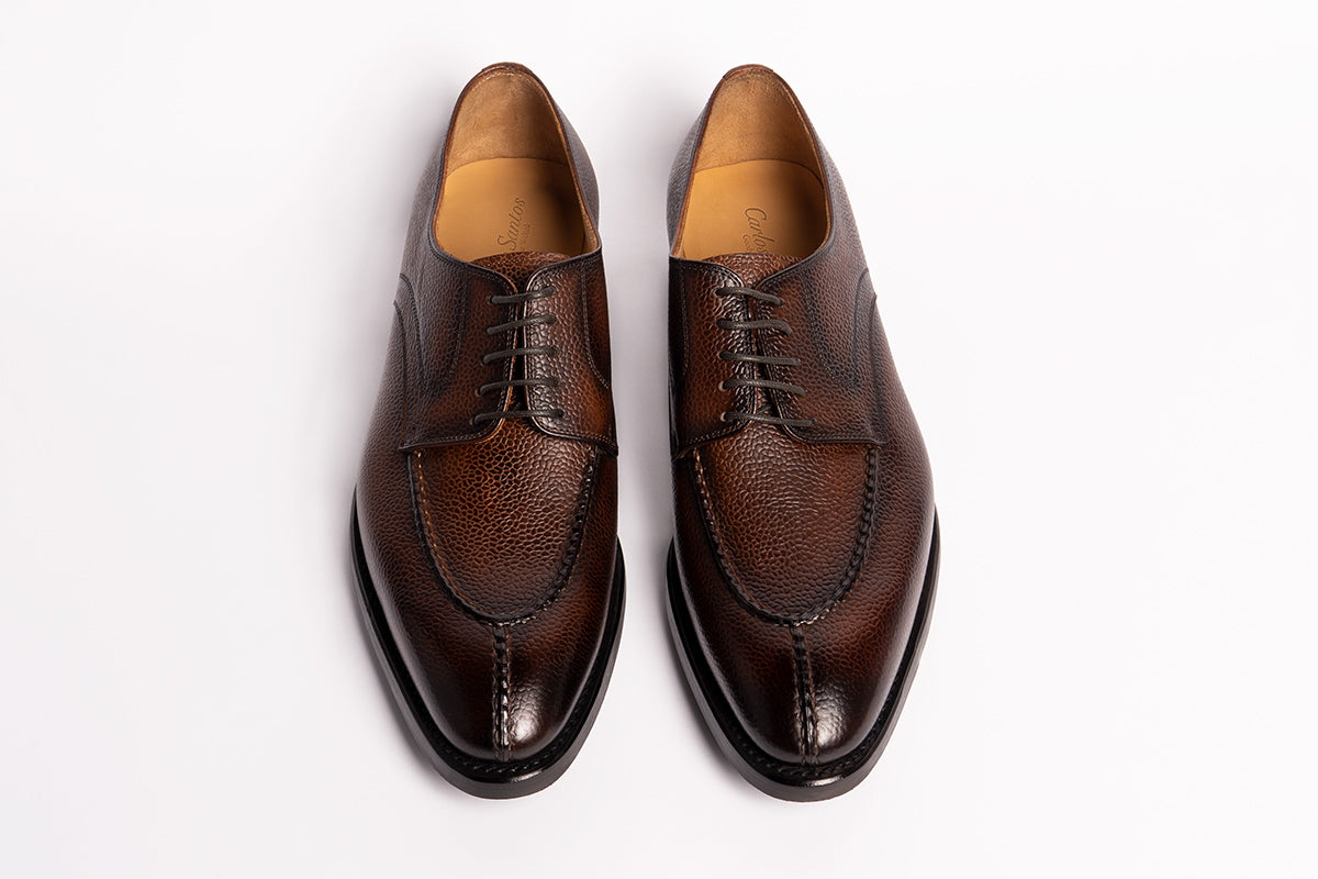 Carlos Santos 9131 Split-Toe Derby in Scotch-Grain Patina, Goodyear Welted with Dainite Rubber Sole on 401 Last.