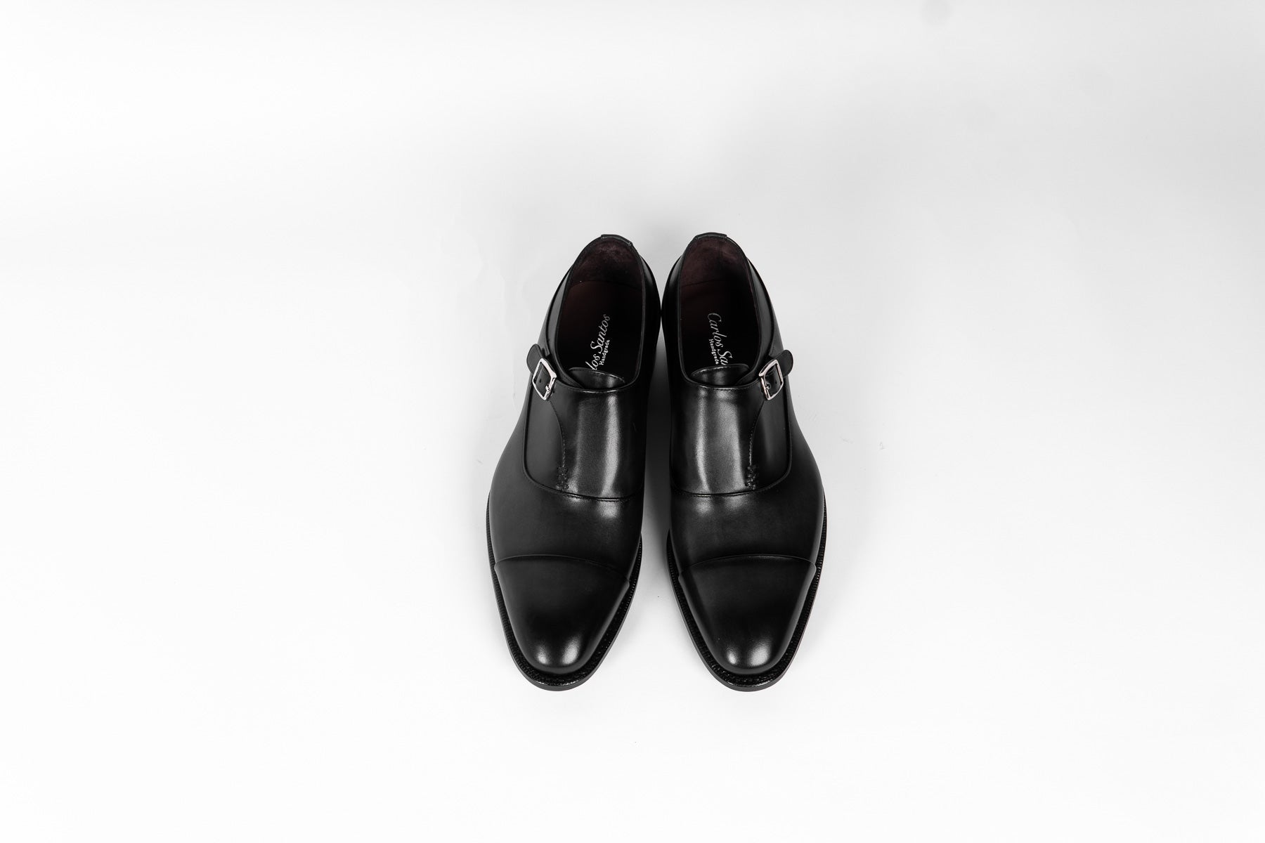 Carlos Santos CS132 Handgrade Reverse Stitched Single Monks In Black Calf