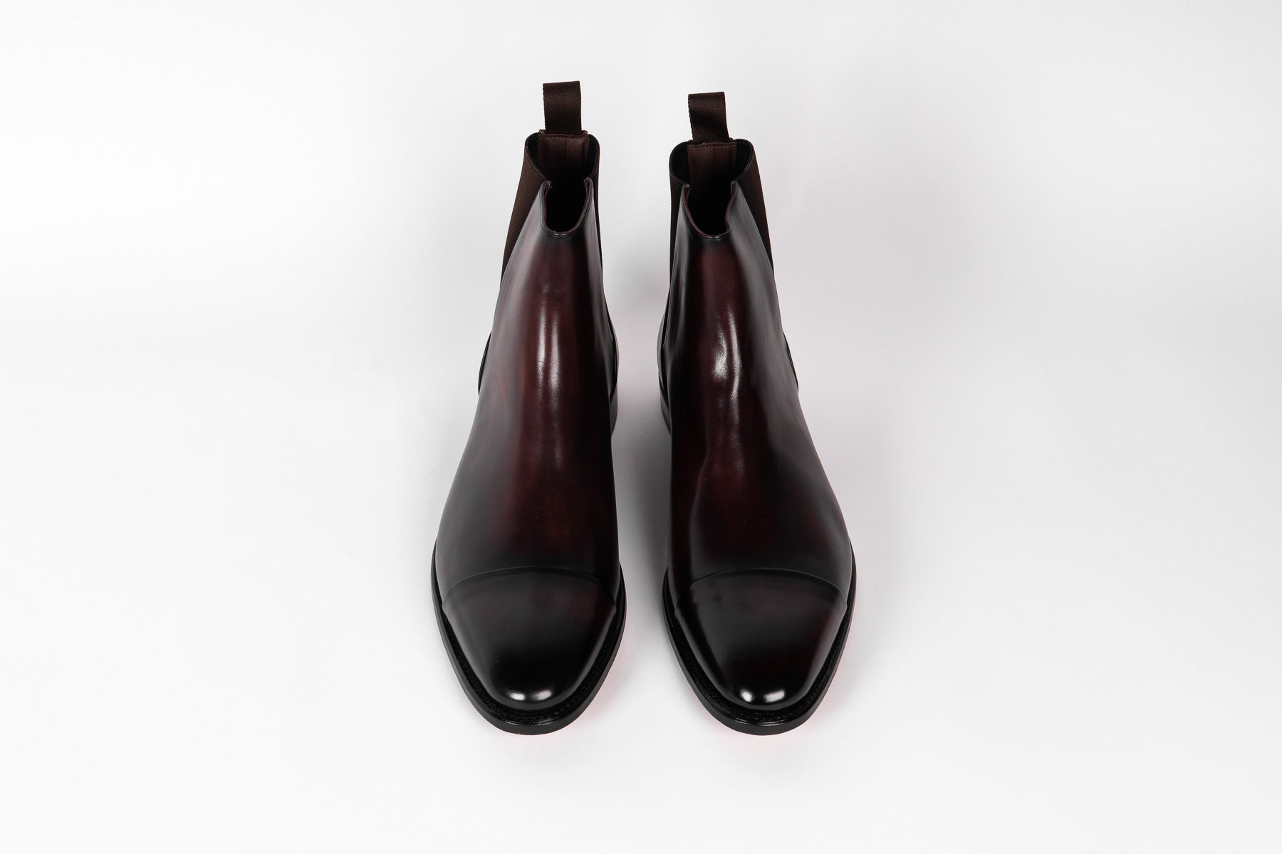 Carlos Santos CS140 Handgrade Reverse Stitched Chelsea Boots In Bordo Shadow Patina