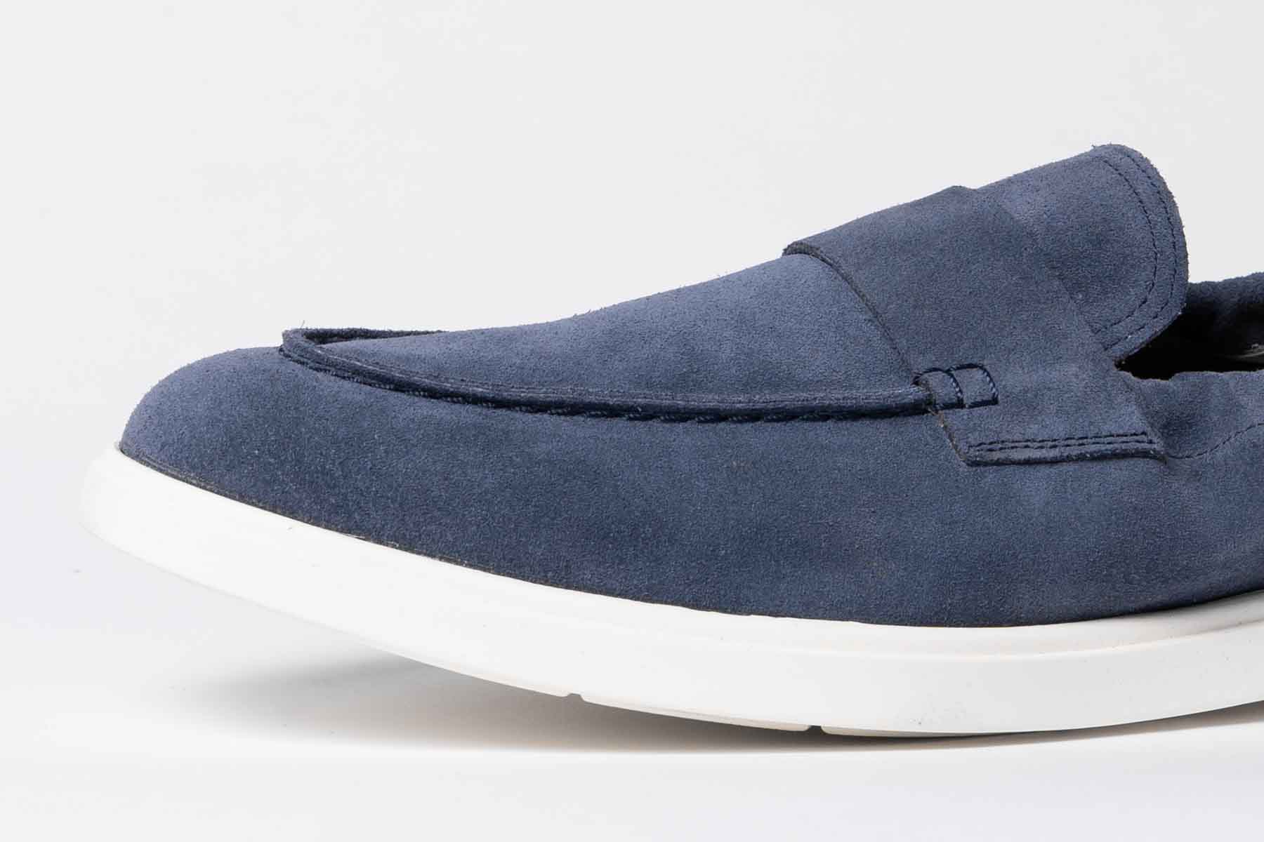 Carlos Santos 1409 Unlined Loafers In Navy Suede
