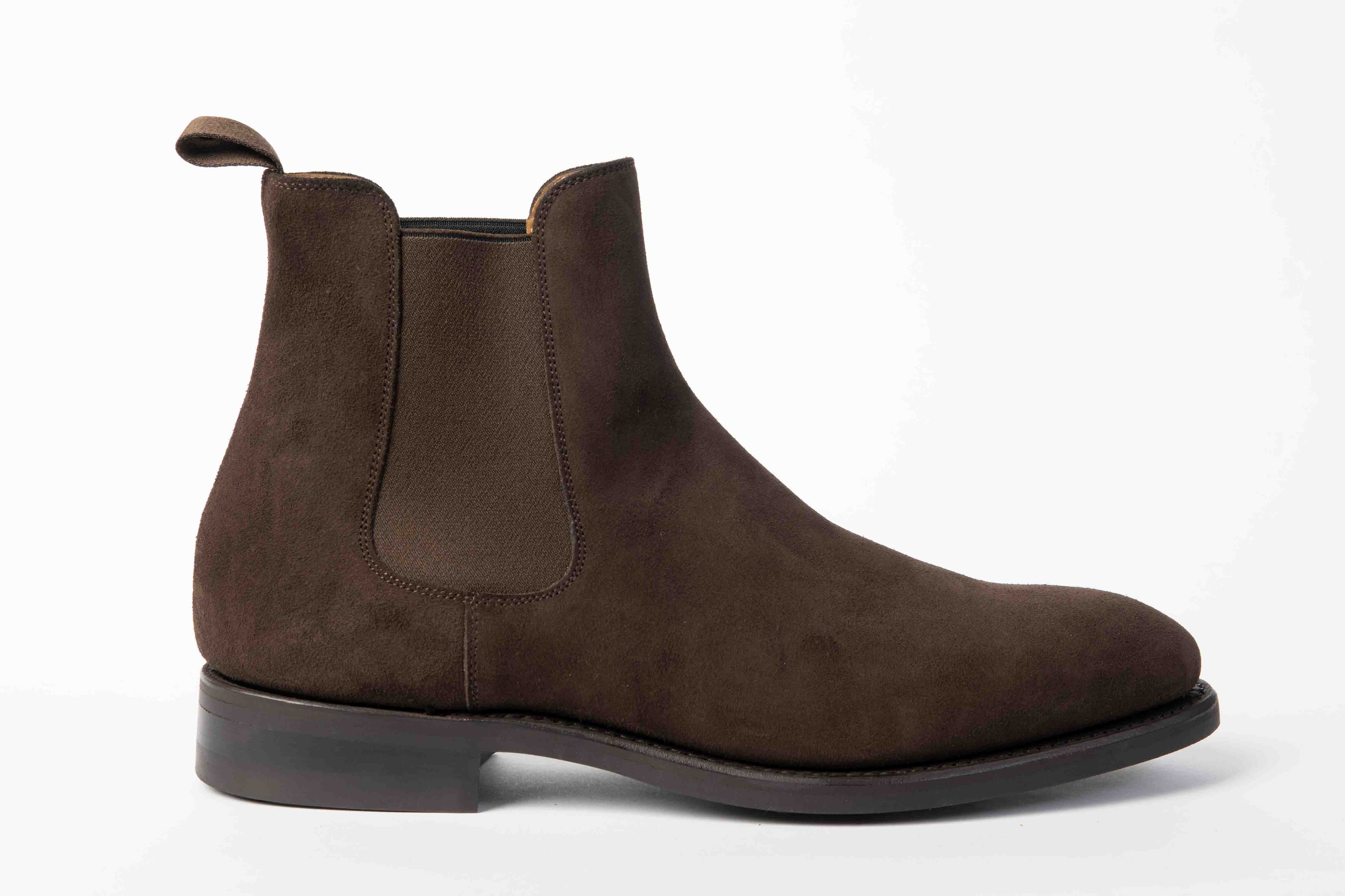 Carlos Santos 9588 Chelsea Boots in Dark Brown Suede with Rubber Dainite Sole
