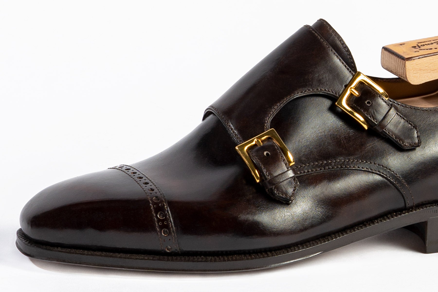 Enzo Bonafe Art. 2364MOD Double Monk Straps In Dark Brown Museum