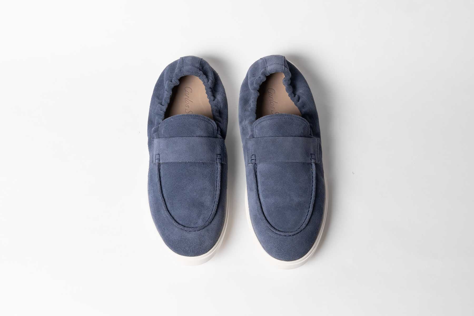 Carlos Santos 1409 Unlined Loafers In Navy Suede