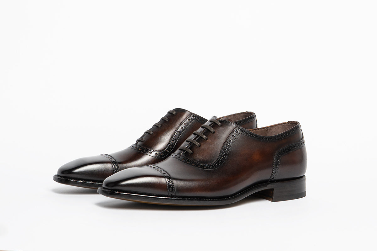Carlos Santos Goodyear Welted Wingtip Shoes Mens Size 8 US Brown Metal Toe Plate Carlos Santos 8627 Harold Braga Toe Cap Oxford Shoes - The  main image 4