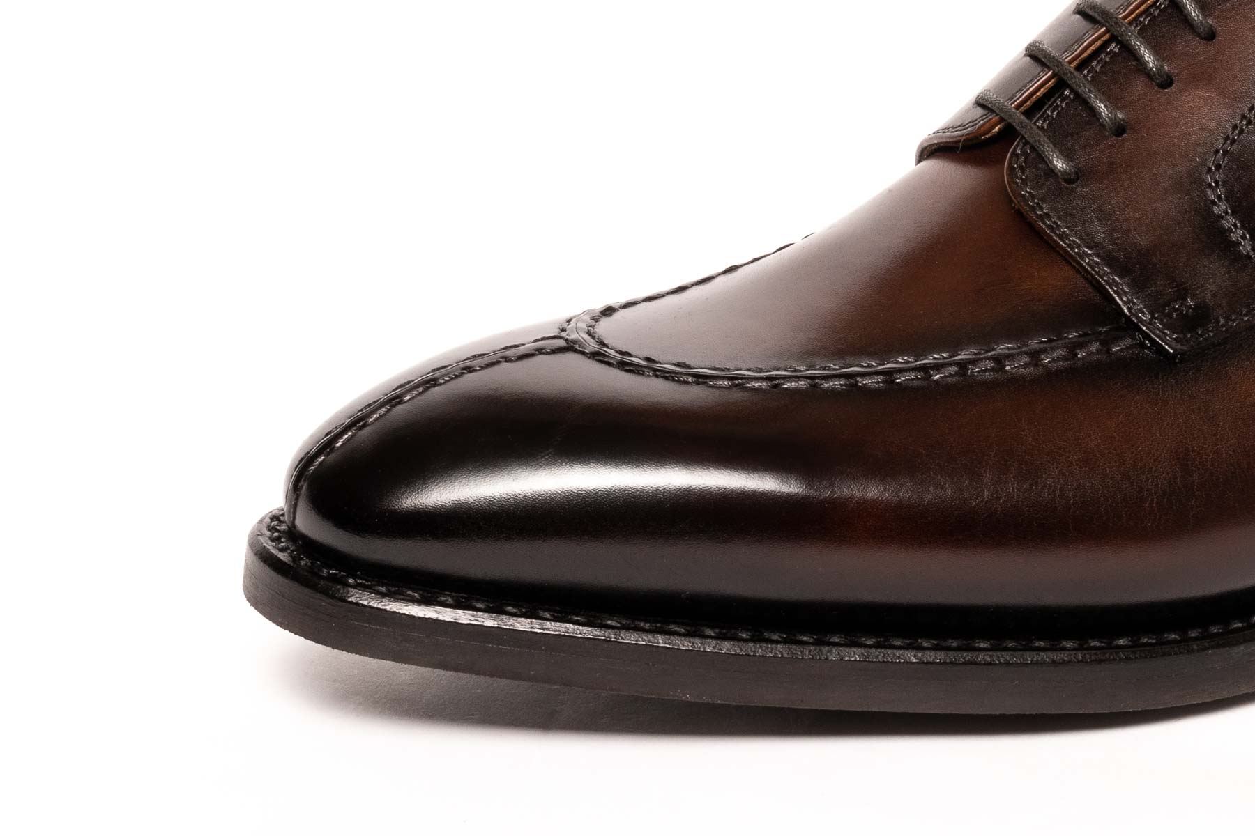 Carlos Santos 9131 Split-Toe Derby in Dark Brown Patina Guimaraes Calf