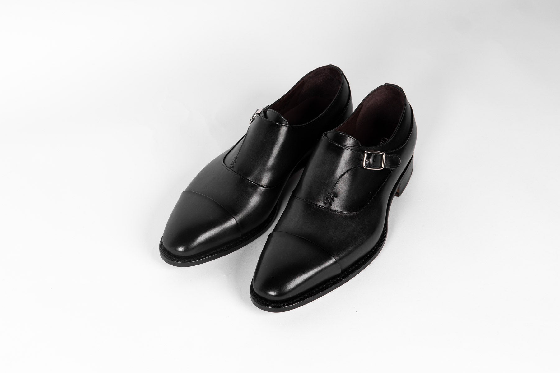 Carlos Santos CS132 Handgrade Reverse Stitched Single Monks In Black Calf