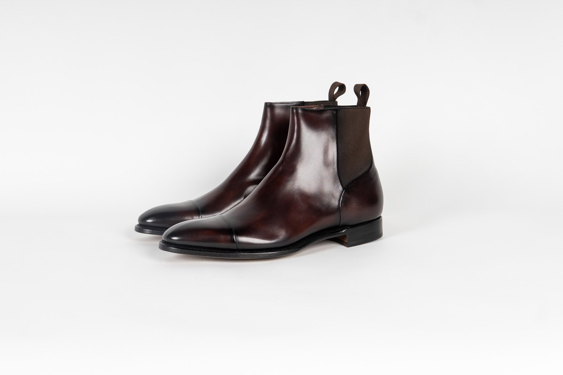 Carlos Santos CS140 Handgrade Reverse Stitched Chelsea Boots In Bordo Shadow Patina