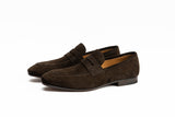 Paolo Scafora Art. 638 Suede Penny Loafers In Reversed Construction