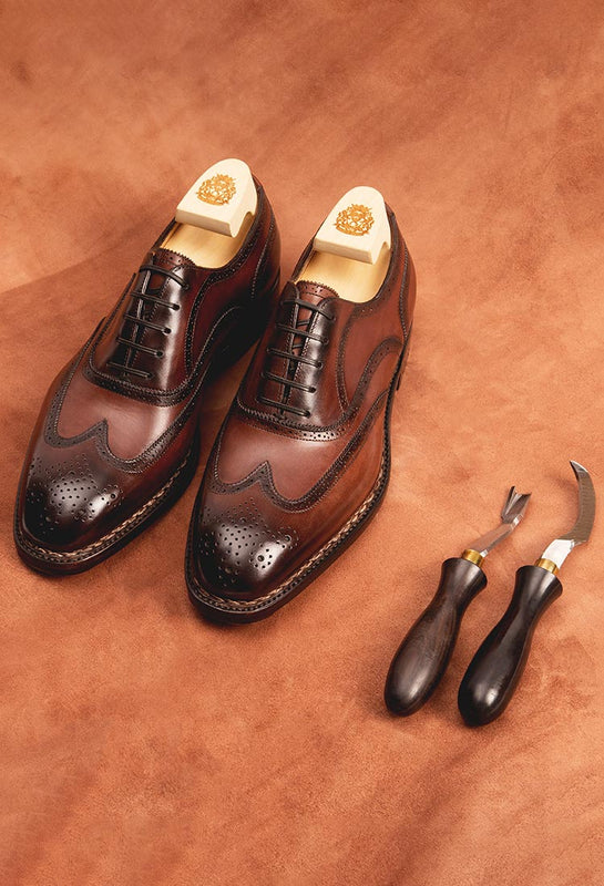 Elegant Men's handmade Wing Tip Brogue Brown Leather Shoes, custom made  dress men shoes