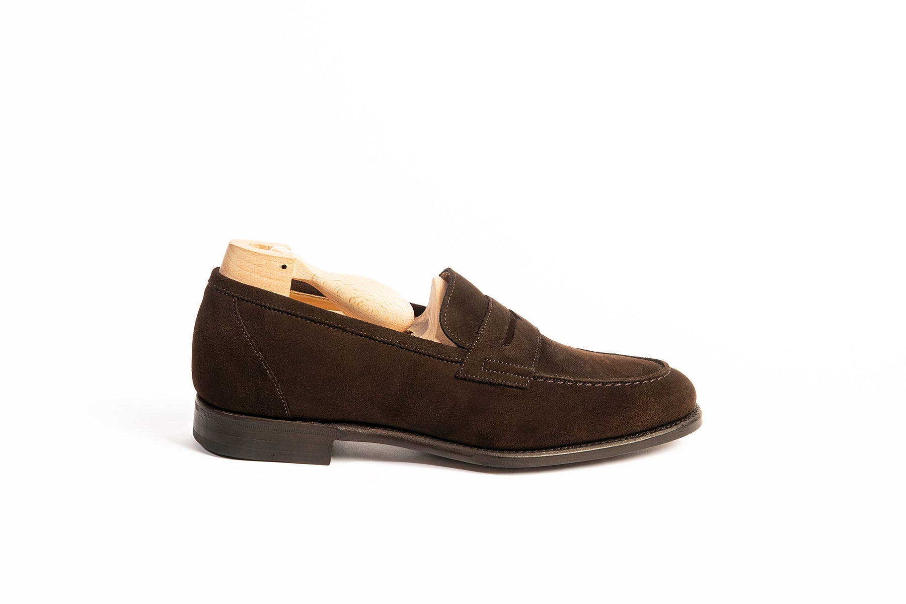 Carlos Santos 9176 Elliot Unlined Penny Loafers in dark brown suede with Goodyear welted leather sole on the 362 Last.