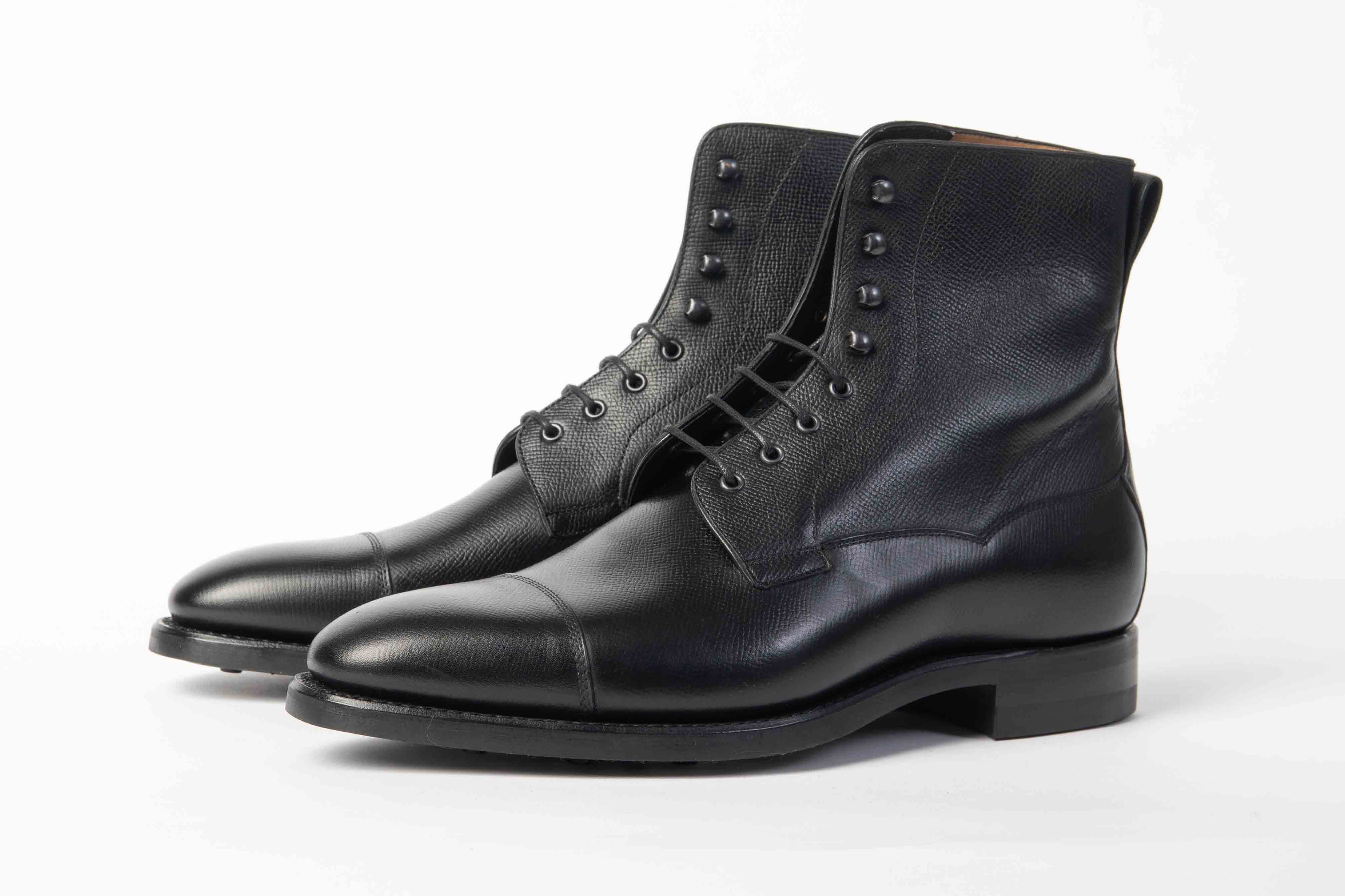 Carlos Santos 9156 Field Boot In Black Hatchgrain The Noble Shoe