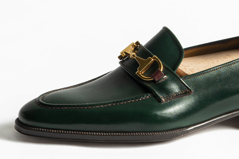 Enzo Bonafe Art. 3896 Horsebit "Gucci Inspired" Green Calf Loafers GMTO (50% Deposit)