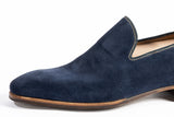Enzo Bonafe Art. 3921 Wholecut Loafers In Navy Suede