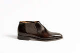 Enzo Bonafe Low Cut Chelsea Boots In Dark Brown Museum Calf