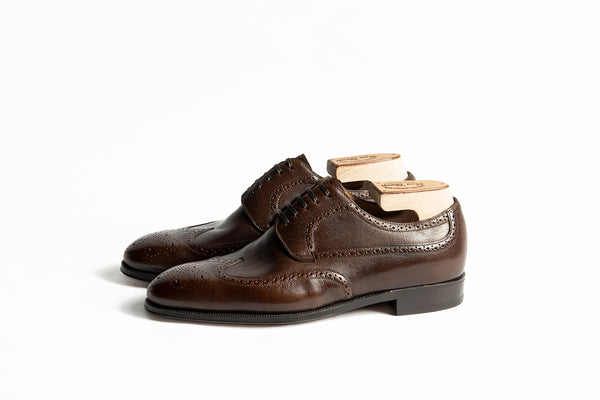 Enzo Bonafe Art. 4027 Wingtip Derby In Dark Snuff Calf (50% Deposit)