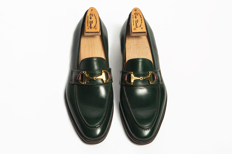 Enzo Bonafe Art. 3896 Horsebit "Gucci Inspired" Green Calf Loafers GMTO (50% Deposit)