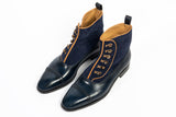 Enzo Bonafe Art. 2690MOD Button Boots in Blue Calf & Blue Suede GMTO (50% Deposit)
