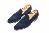 Enzo Bonafe Art. 3921 Wholecut Loafers In Navy Suede