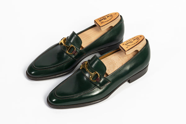 Enzo Bonafe Art. 3896 Horsebit "Gucci Inspired" Green Calf Loafers GMTO (50% Deposit)