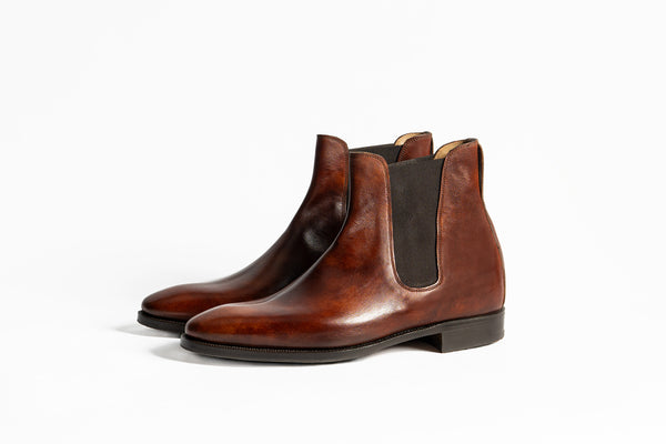Enzo Bonafe Art. 2553 Wholecut Chelsea Boots In Museum Calf (50% Deposit)