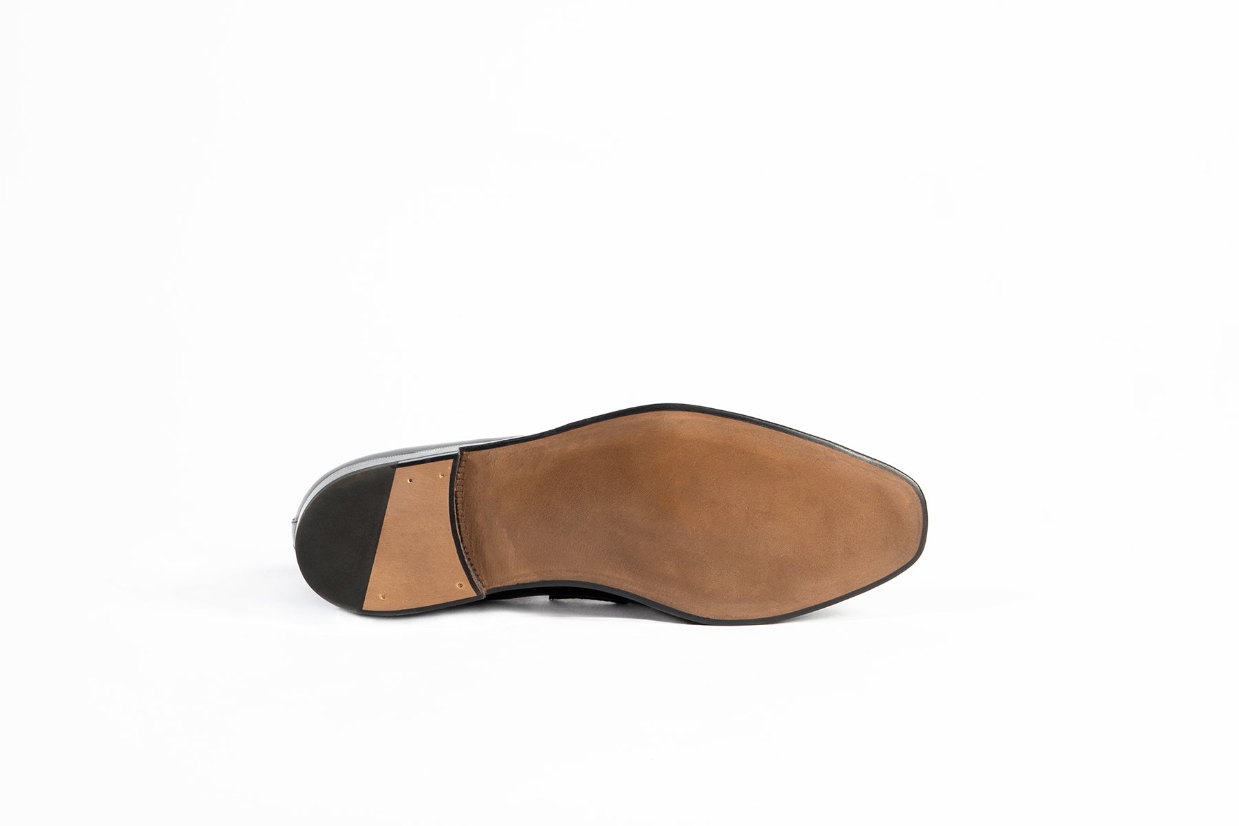 Enzo Bonafe Art. 3728 Penny Loafers In Black Calf & Shark Leather