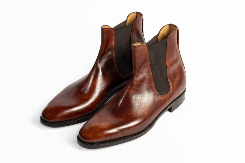 Enzo Bonafe Art. 2553 Wholecut Chelsea Boots In Museum Calf (50% Deposit)