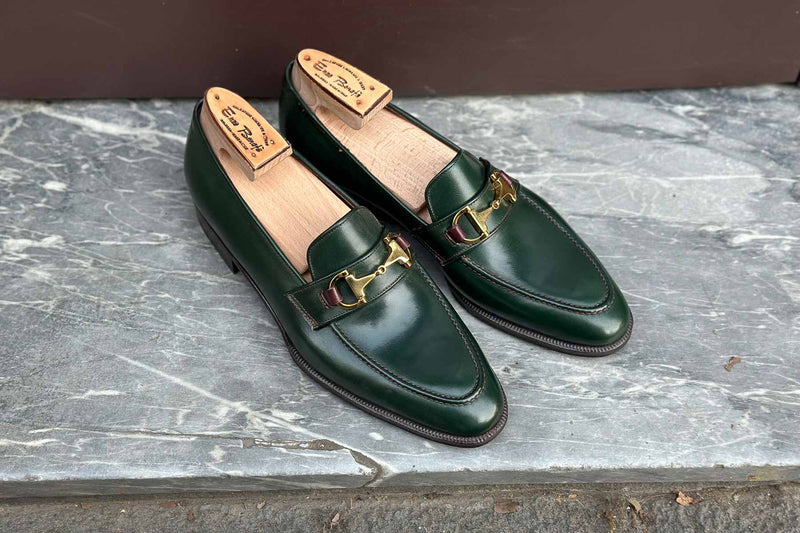 Enzo Bonafe Art. 3896 Horsebit "Gucci Inspired" Green Calf Loafers GMTO (50% Deposit)