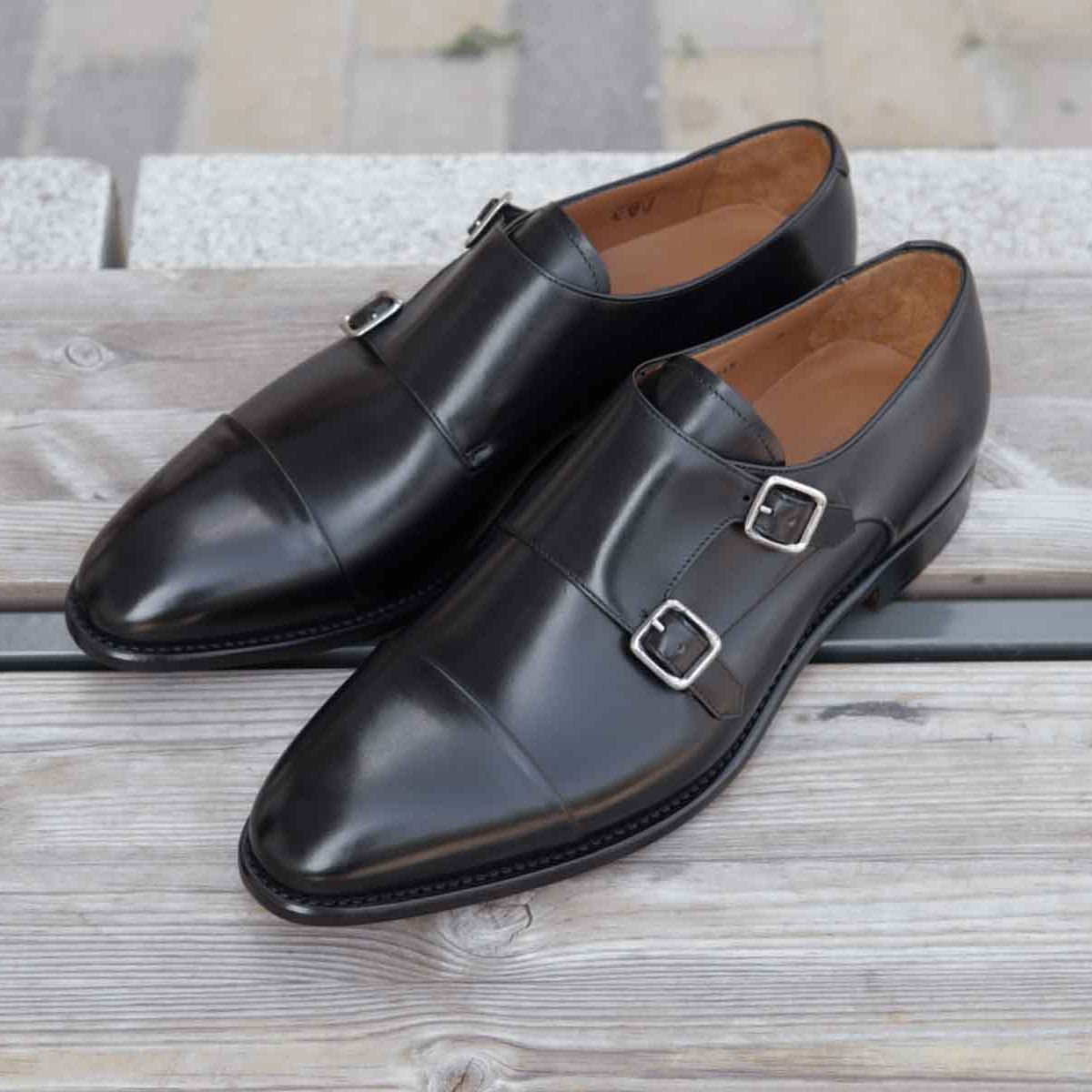 Carlos Santos 9975 Double Monks In Black Calf