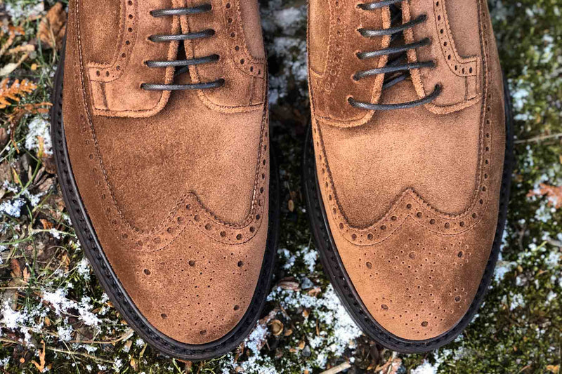 Carlos Santos 1046 Longwing Brogue in Mid Brown Suede for The Noble Shoe 4