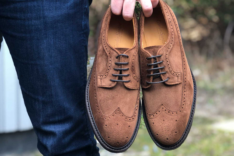 Carlos Santos 1046 Longwing Brogue in Mid Brown Suede for The Noble Shoe 1