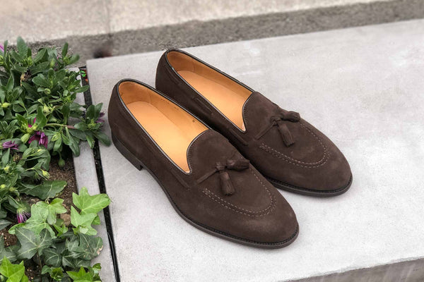 Carlos Santos 4210 Tassel Loafers in Dark Brown Suede for The Noble Shoe 1