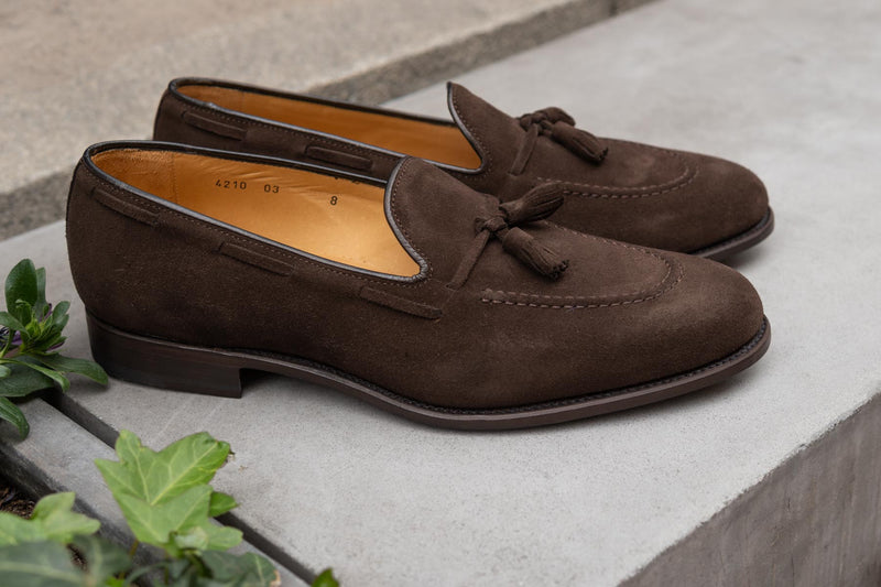 Carlos Santos 4210 Tassel Loafers in Dark Brown Suede for The Noble Shoe 3