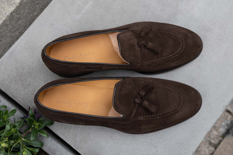 Carlos Santos 4210 Tassel Loafers in Dark Brown Suede for The Noble Shoe 4