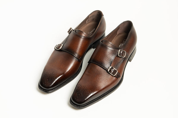 Carlos Santos 6925 Handgrade Double Monk-Straps In Scotchgrain Patina