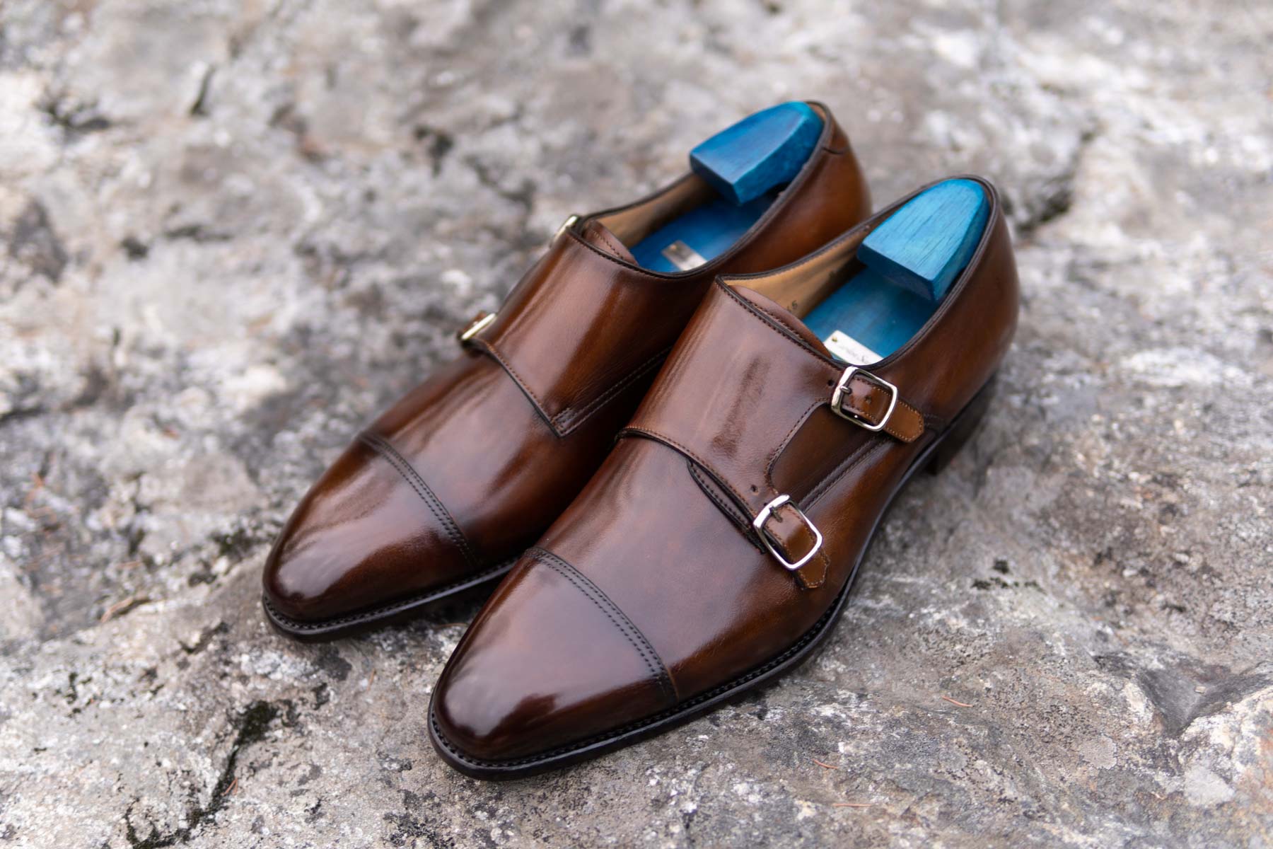 Carlos Santos Double Monk-Straps in Brown Calf | Goodyear Welted