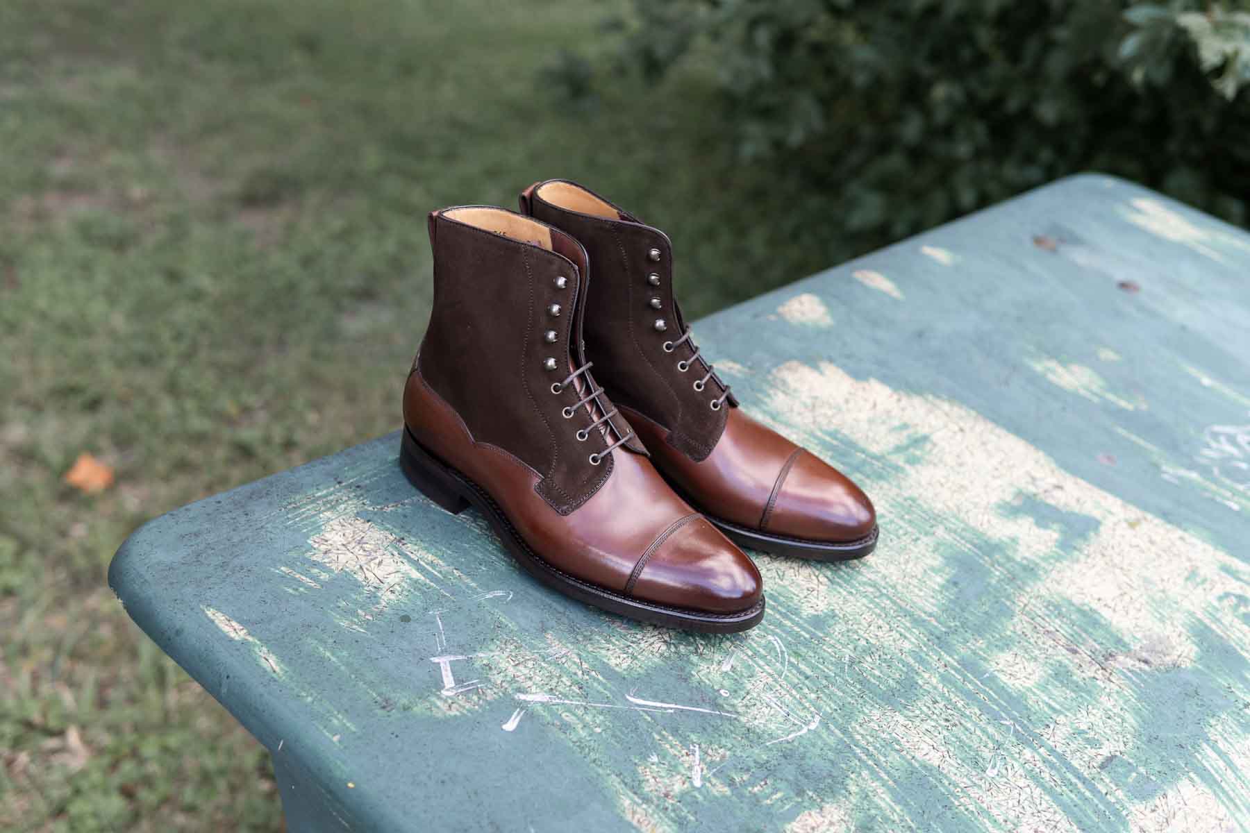 Santos Field Boot Dark Brown Suede/Calf | The Noble Shoe