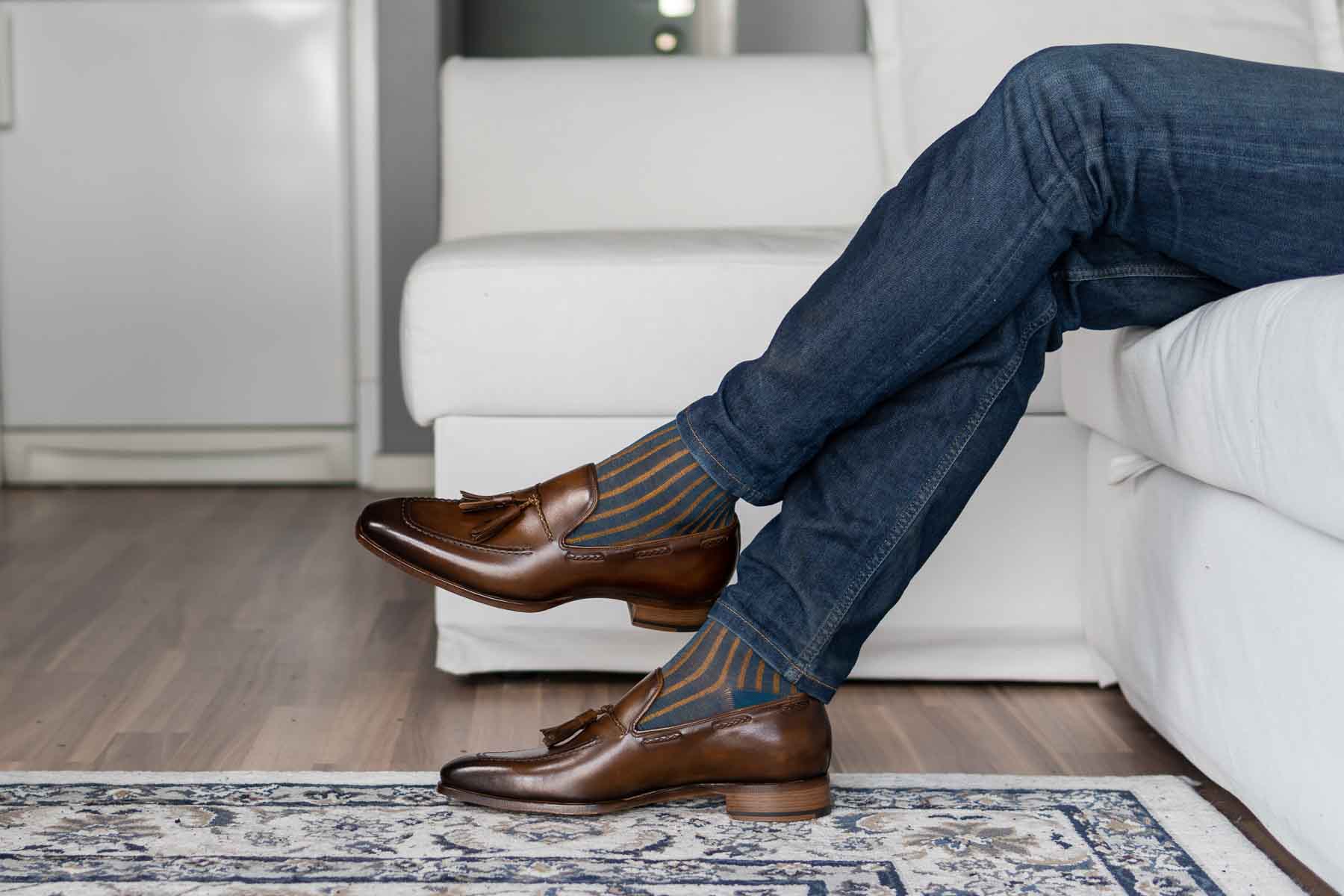 Carlos Santos 9355 Tassel Loafers In Algarve Patina UK 6