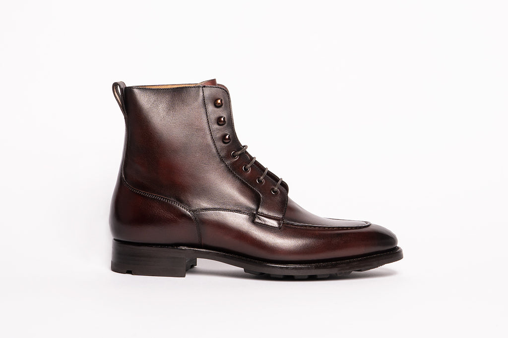 Carlos Santos 9380 Split Toe Field Boot In Bordo Shadow Patina