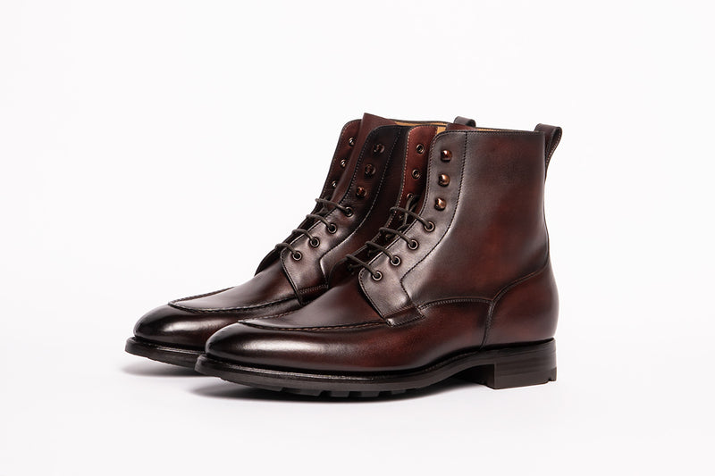 Carlos Santos 9380 Split Toe Field Boot In Bordo Shadow Patina