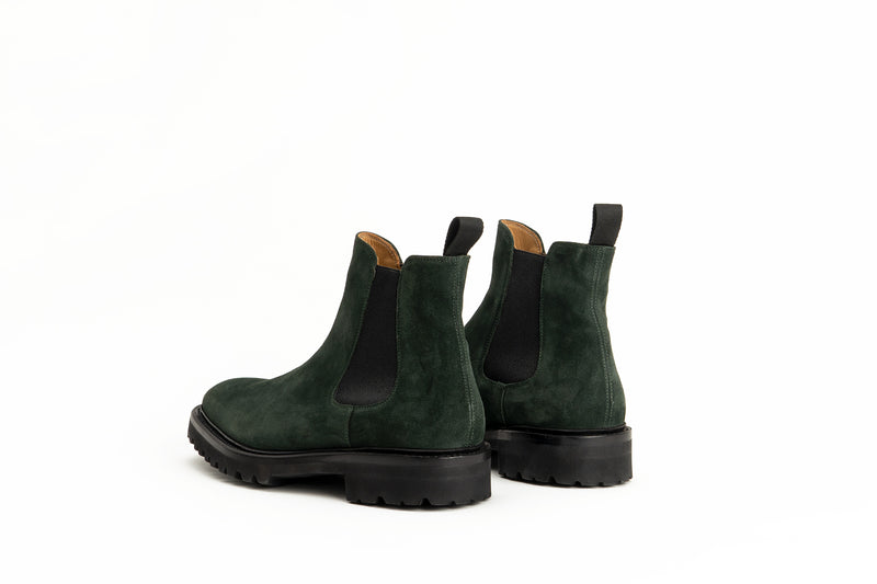 Carlos Santos 9588 Forest Green Suede Chelsea Boots