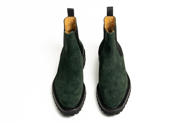 Carlos Santos 9588 Forest Green Suede Chelsea Boots