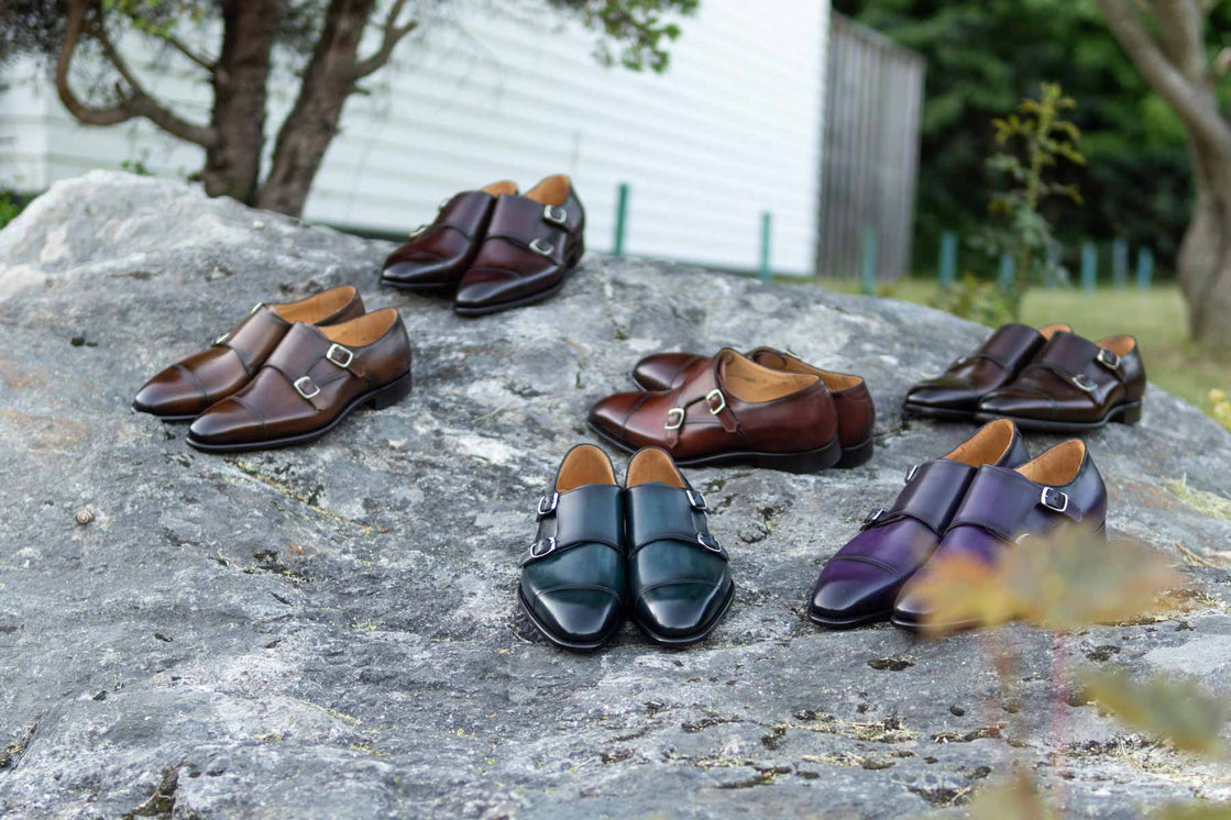 Tan single monk strap shoes hot sale