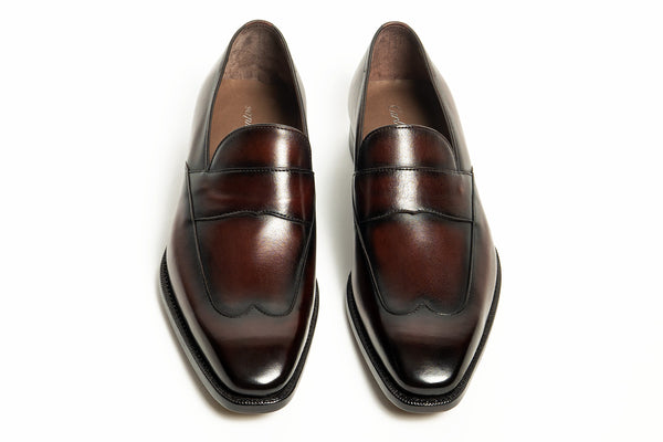 Carlos Santos CS113 Handgrade Austerity Brogue Loafers In Bordo Shadow