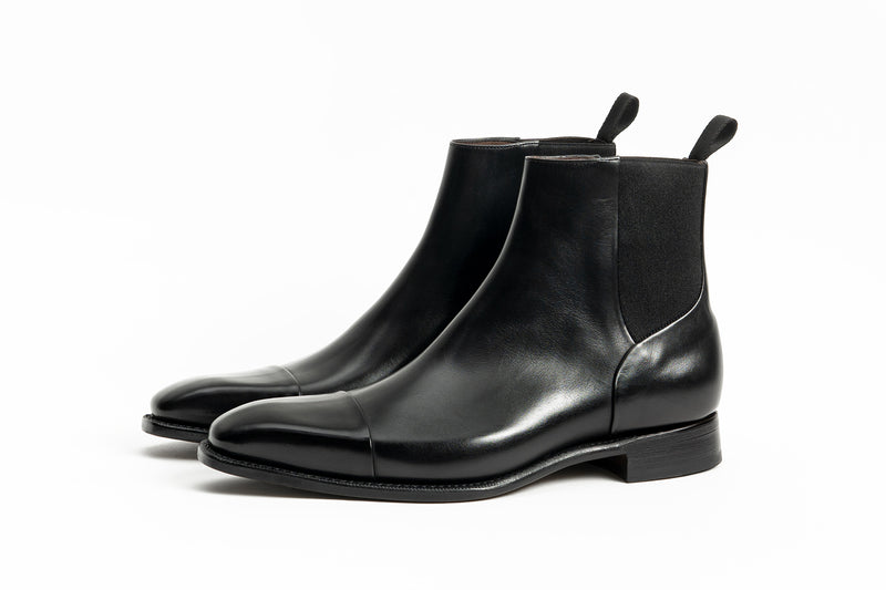 Carlos Santos CS140 Handgrade Reverse Stitched Chelsea Boots In Black Calf