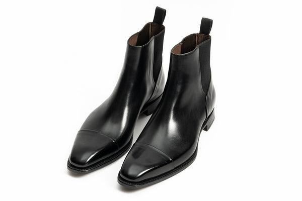 Carlos Santos CS140 Handgrade Reverse Stitched Chelsea Boots In Black Calf