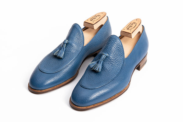 Enzo Bonafe Art. 4044 Loafers In Blue Fjord Calf MTO (50% Deposit)