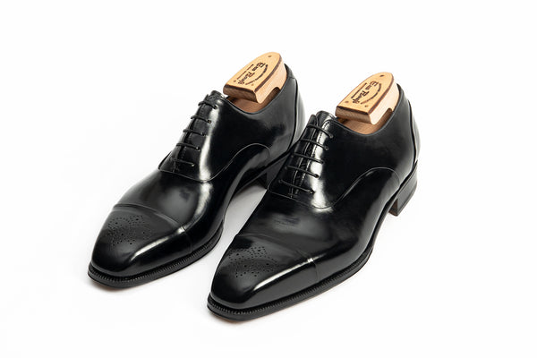 Enzo Bonafe Reverse Stitched Cap-Toe Oxford In Black Calf GMTO