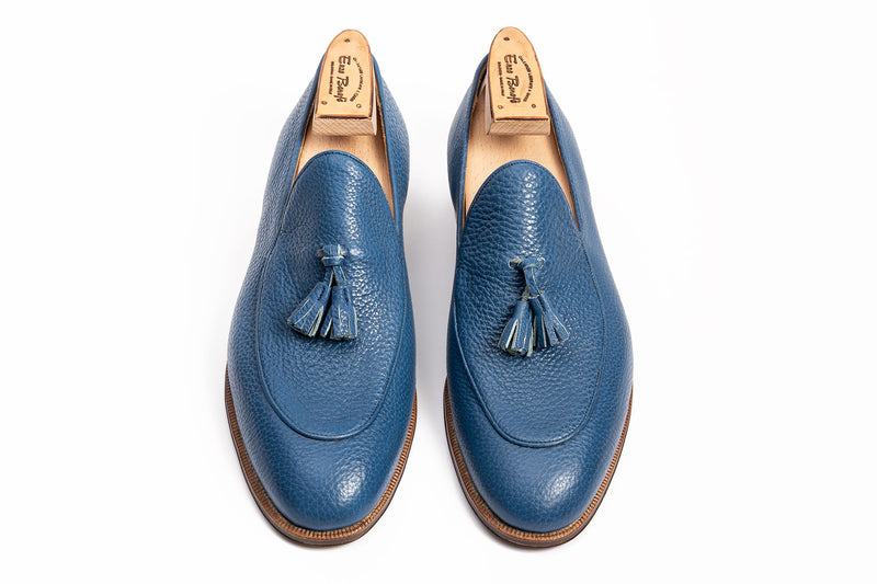 Enzo Bonafe Art. 4044 Loafers In Blue Fjord Calf MTO (50% Deposit)