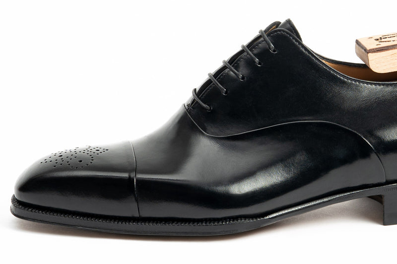 Enzo Bonafe Reverse Stitched Cap-Toe Oxford In Black Calf GMTO