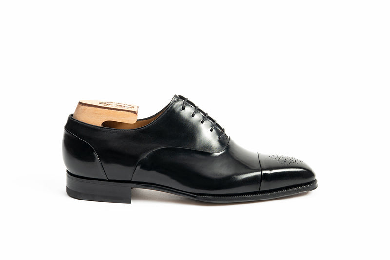 Enzo Bonafe Reverse Stitched Cap-Toe Oxford In Black Calf GMTO